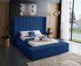 Meridian Furniture - Kiki Velvet Queen Bed in Navy - KikiNavy-Q - GreatFurnitureDeal