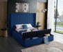 Meridian Furniture - Kiki Velvet Queen Bed in Navy - KikiNavy-Q - GreatFurnitureDeal