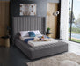 Meridian Furniture - Kiki Velvet King Bed in Grey - KikiGrey-K - GreatFurnitureDeal