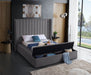Meridian Furniture - Kiki Velvet Queen Bed in Grey - KikiGrey-Q - GreatFurnitureDeal