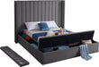 Meridian Furniture - Kiki Velvet Queen Bed in Grey - KikiGrey-Q - GreatFurnitureDeal
