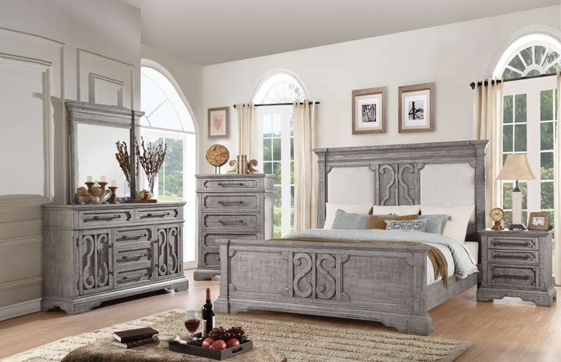 Acme Furniture - Artesia Tan Fabric & Salvaged Natural 3 Piece Queen Bedroom Set - 27090Q-3SET