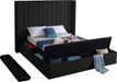 Meridian Furniture - Kiki Velvet Queen Bed in Black - KikiBlack-Q - GreatFurnitureDeal