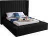 Meridian Furniture - Kiki Velvet Queen Bed in Black - KikiBlack-Q - GreatFurnitureDeal