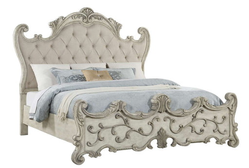 Acme Furniture - Braylee California King Bed, Fabric & Antique White (1Set-3Ctn) - 27174CK - GreatFurnitureDeal