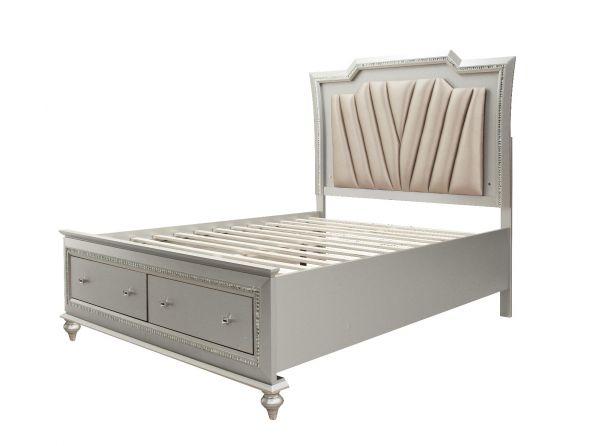 Acme Furniture - Kaitlyn PU & Champagne 4 Piece Queen Bedroom Set with Storage - 27230Q-4SET - GreatFurnitureDeal