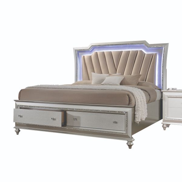 Acme Furniture - Kaitlyn PU & Champagne 5 Piece Queen Bedroom Set with Storage - 27230Q-5SET