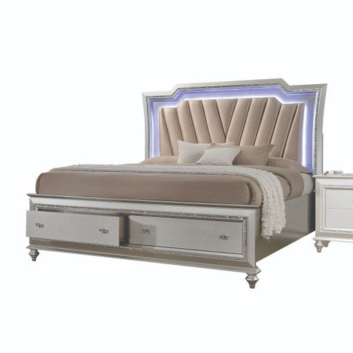 Acme Furniture - Kaitlyn PU & Champagne California King Bed with Storage - 27224CK - GreatFurnitureDeal