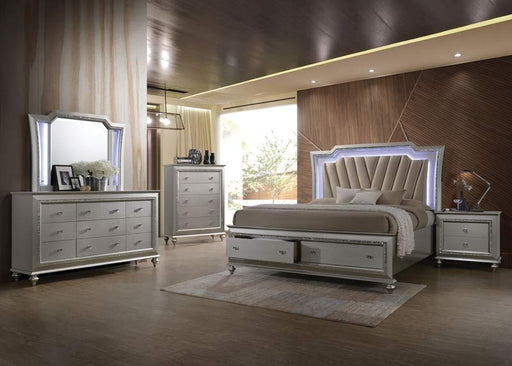 Acme Furniture - Kaitlyn PU & Champagne 5 Piece Eastern King Bedroom Set with Storage - 27227EK-5SET