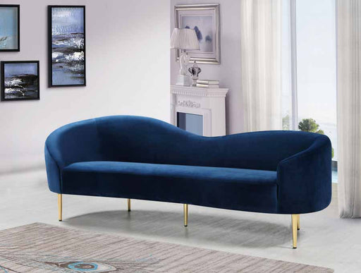 Meridian Furniture - Ritz Velvet Sofa in Navy - 659Navy-S - GreatFurnitureDeal