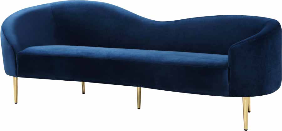 Meridian Furniture - Ritz Velvet Sofa in Navy - 659Navy-S - GreatFurnitureDeal