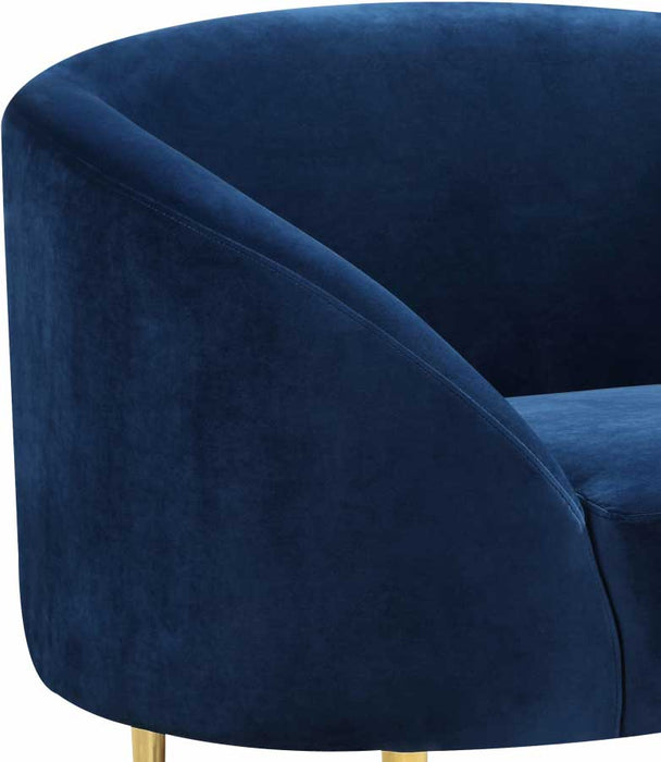 Meridian Furniture - Ritz Velvet Chair in Navy - 659Navy-C - GreatFurnitureDeal