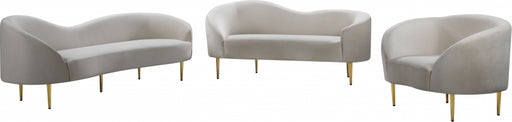 Meridian Furniture - Ritz 3 Piece Living Room Set in Cream -  659Cream-S-3SET - GreatFurnitureDeal