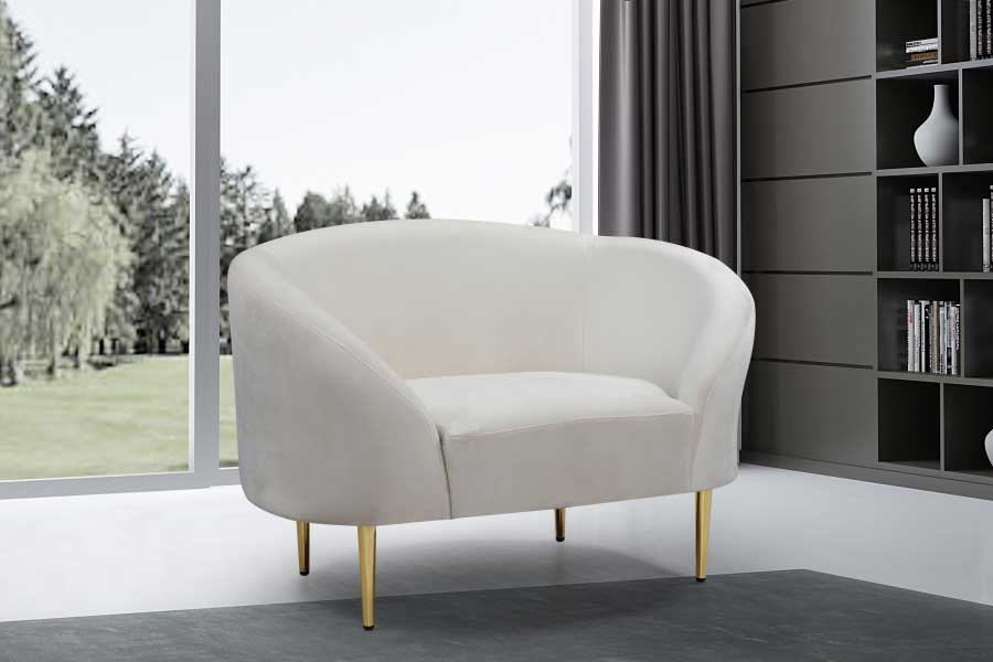 Meridian Furniture - Ritz 3 Piece Living Room Set in Cream -  659Cream-S-3SET - GreatFurnitureDeal