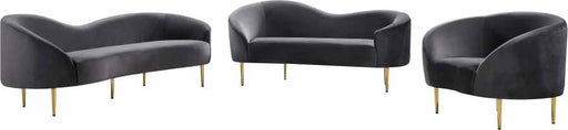 Meridian Furniture - Ritz 3 Piece Living Room Set in Grey -  659Grey-S-3SET - GreatFurnitureDeal