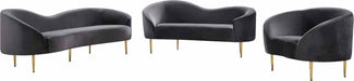 Meridian Furniture - Ritz Velvet Sofa in Grey - 659Grey-S - GreatFurnitureDeal