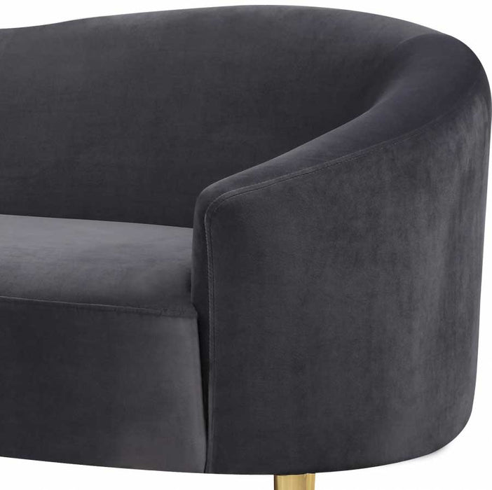 Meridian Furniture - Ritz Velvet Loveseat in Grey - 659Grey-L - GreatFurnitureDeal