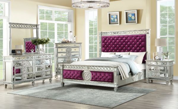Acme Furniture - Varian Queen Bed in Mirrored - 27370Q - GreatFurnitureDeal