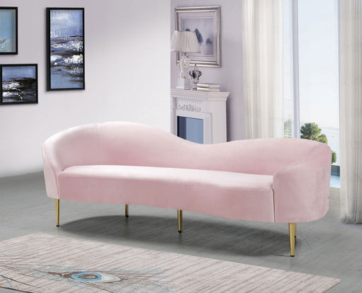 Meridian Furniture - Ritz Velvet Sofa in Pink - 659Pink-S - GreatFurnitureDeal