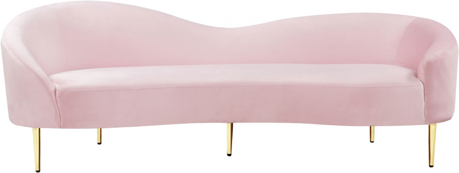 Meridian Furniture - Ritz Velvet Sofa in Pink - 659Pink-S - GreatFurnitureDeal