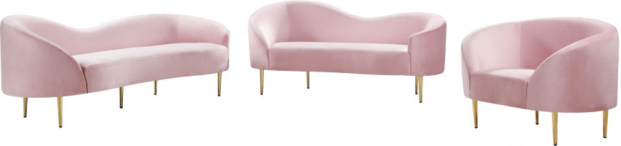 Meridian Furniture - Ritz Velvet Chair in Pink - 659Pink-C - GreatFurnitureDeal