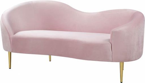 Meridian Furniture - Ritz Velvet Loveseat in Pink - 659Pink-L - GreatFurnitureDeal