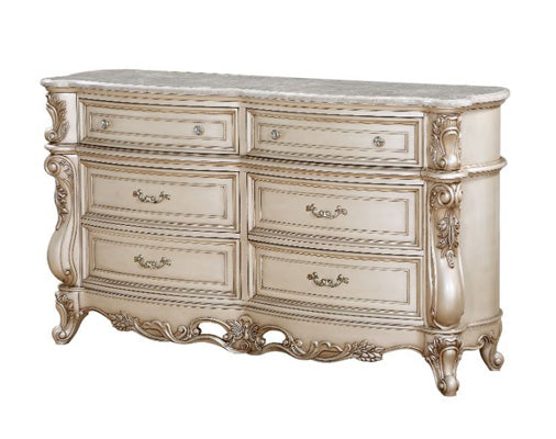Acme Furniture - Gorsedd Marble & Antique White Dresser - 27445 - GreatFurnitureDeal