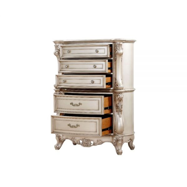 Acme Furniture - Gorsedd Fabric & Antique White 6 Piece Queen Bedroom Set - 27440Q-6SET - GreatFurnitureDeal