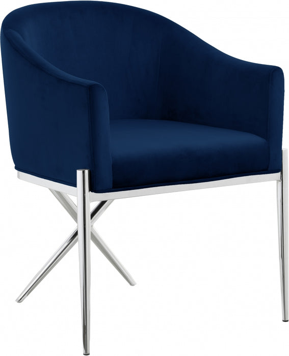 Meridian Furniture - Xavier Velvet Dining Chair Set of 2 in Navy - 762Navy-C - GreatFurnitureDeal