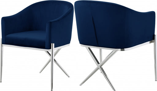 Meridian Furniture - Xavier Velvet Dining Chair Set of 2 in Navy - 762Navy-C - GreatFurnitureDeal