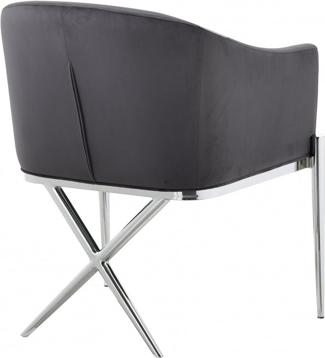 Meridian Furniture - Xavier Velvet Dining Chair Set of 2 in Grey - 762Grey-C