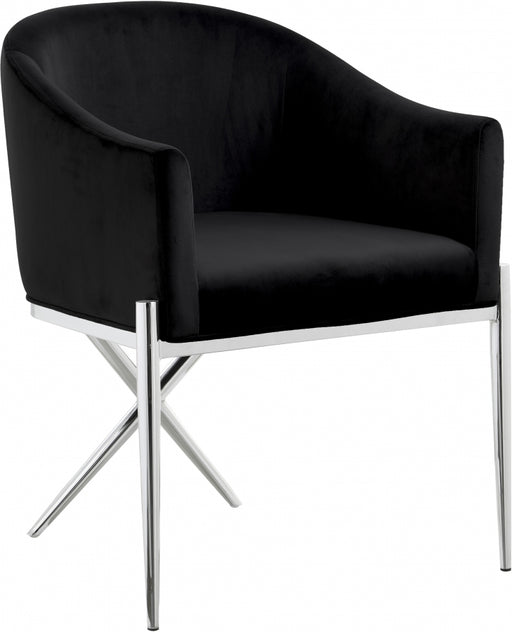 Meridian Furniture - Xavier Velvet Dining Chair Set of 2 in Black - 762Black-C - GreatFurnitureDeal