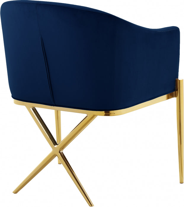 Meridian Furniture - Xavier Velvet Dining Chair Set of 2 in Navy - 763Navy-C