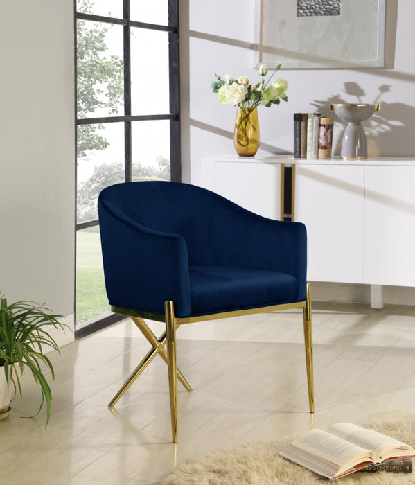 Meridian Furniture - Xavier Velvet Dining Chair Set of 2 in Navy - 763Navy-C