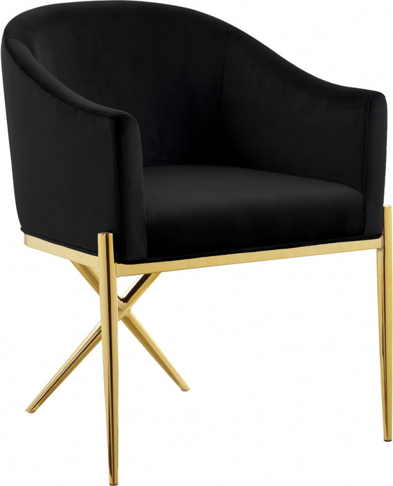 Meridian Furniture - Xavier Velvet Dining Chair Set of 2 in Black - 763Black-C - GreatFurnitureDeal