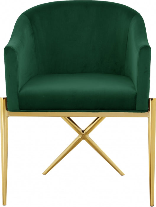 Meridian Furniture - Xavier Velvet Dining Chair Set of 2 in Green - 763Green-C - GreatFurnitureDeal