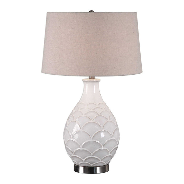 Uttermost - Camellia Glossed White Table Lamp - 27534-1 - GreatFurnitureDeal