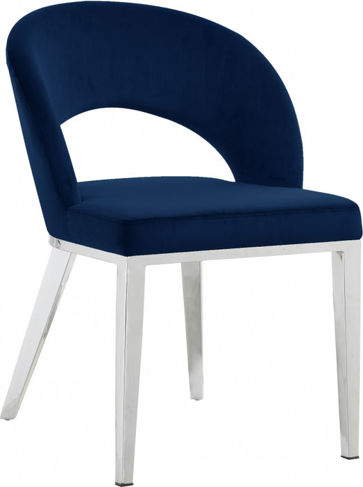 Meridian Furniture - Roberto Velvet Dining Chair Set of 2 in Navy - 764Navy-C - GreatFurnitureDeal