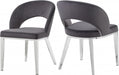 Meridian Furniture - Roberto Velvet Dining Chair Set of 2 in Grey - 764Grey-C - GreatFurnitureDeal