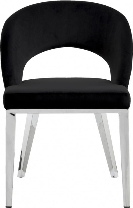 Meridian Furniture - Roberto Velvet Dining Chair Set of 2 in Black - 764Black-C - GreatFurnitureDeal