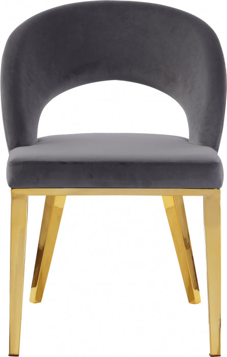 Meridian Furniture - Roberto Velvet Dining Chair Set of 2 in Grey - 765Grey-C - GreatFurnitureDeal