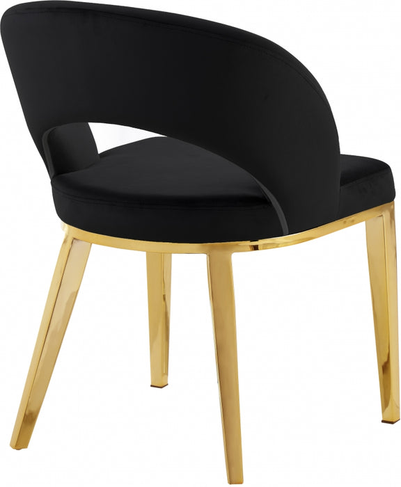 Meridian Furniture - Roberto Velvet Dining Chair Set of 2 in Black - 765Black-C - GreatFurnitureDeal