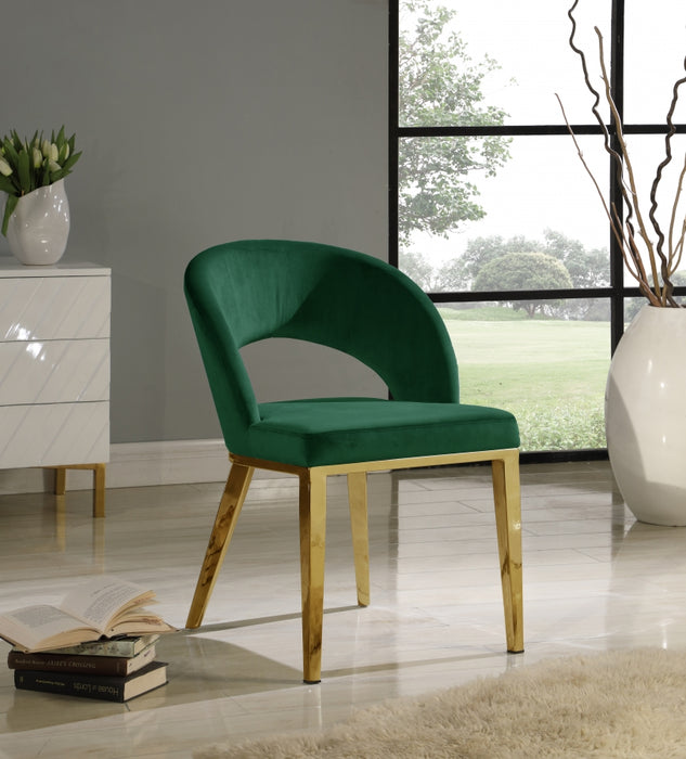 Meridian Furniture - Roberto Velvet Dining Chair Set of 2 in Green - 765Green-C - GreatFurnitureDeal