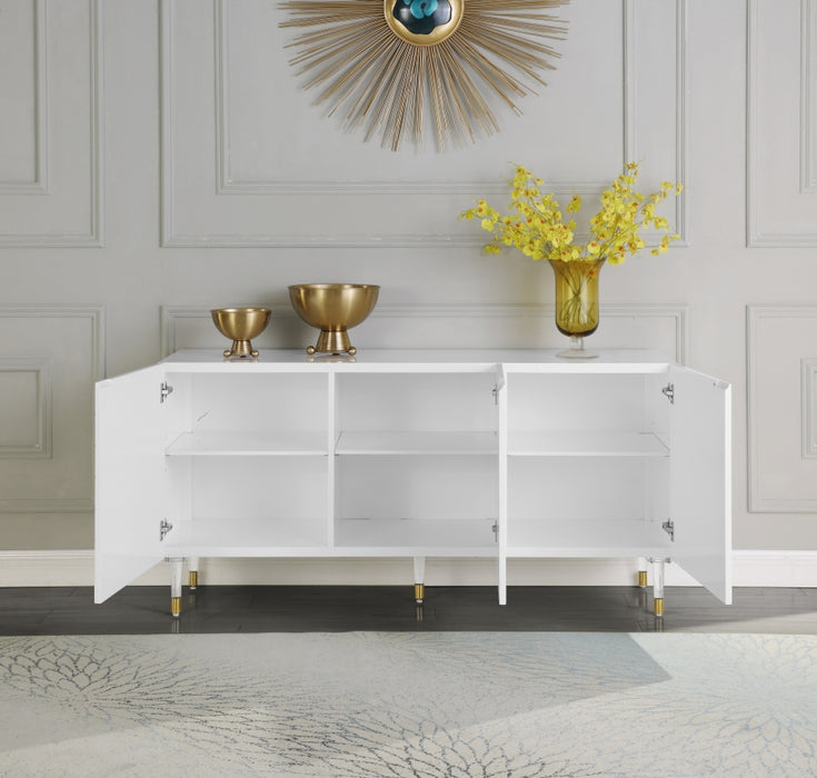 Meridian Furniture - Starburst Sideboard-Buffet in White Lacquer - 316