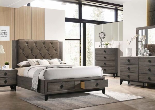 Acme Furniture - Avantika 3 Piece Queen Bedroom Set w-Storage In Gray Oak - 27670Q-3SET