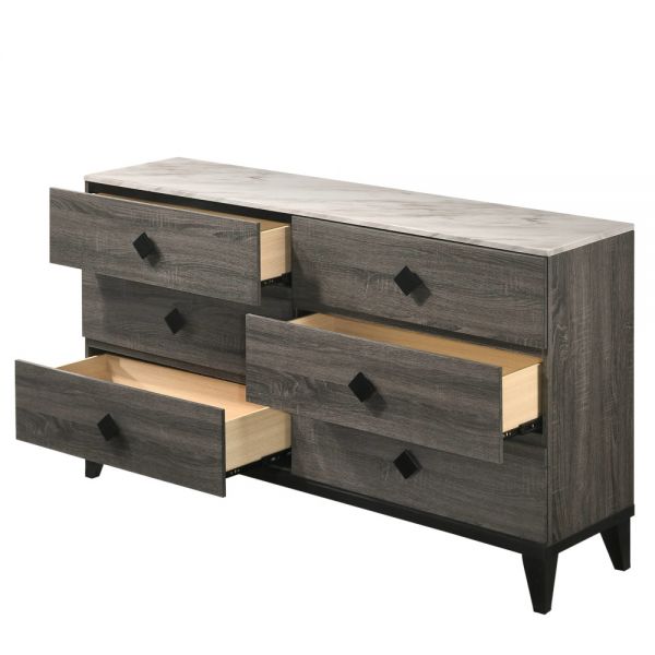 Acme Furniture - Avantika 6 Piece Eastern King Bedroom Set w-Storage In Gray Oak - 27667EK-6SET