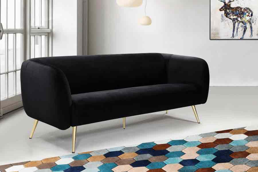 Meridian Furniture - Harlow 3 Piece Living Room Set in Black - 685Black-S-3SET
