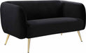 Meridian Furniture - Harlow Velvet Loveseat in Black - 685Black-L - GreatFurnitureDeal