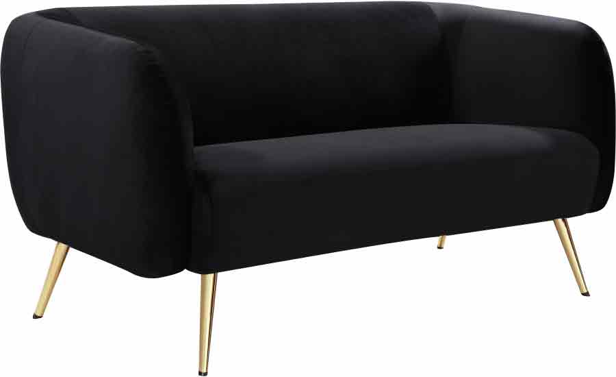 Meridian Furniture - Harlow 3 Piece Living Room Set in Black - 685Black-S-3SET