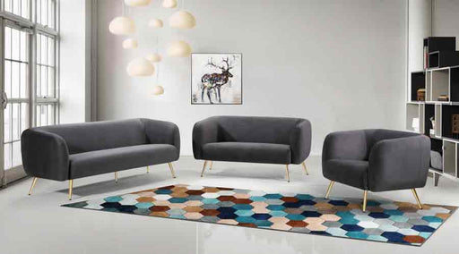 Meridian Furniture - Harlow Velvet Loveseat in Grey - 685Grey-L - GreatFurnitureDeal